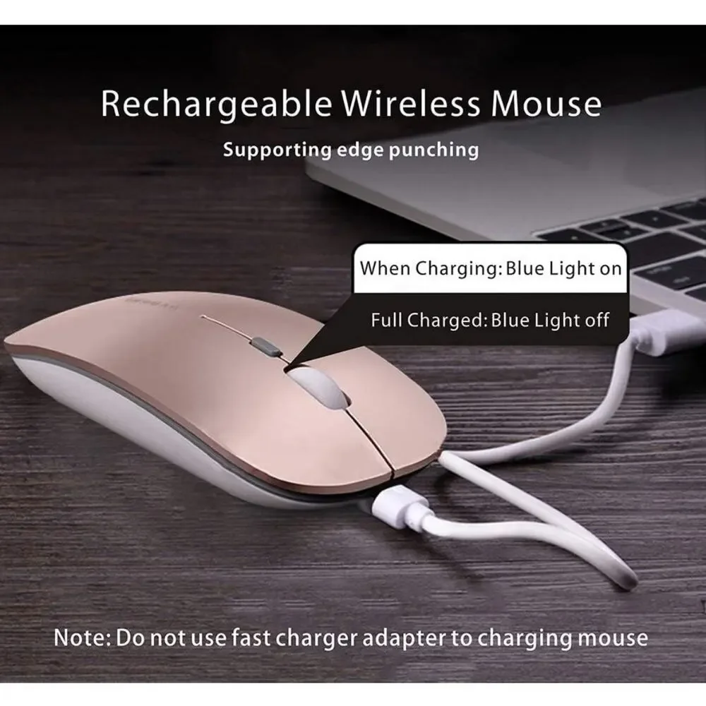 Uciefy Q5 Slim Rechargeable Wireless Mouse, 2.4G Portable Optical Rose Gold